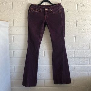 Maroon True Religion Corduroy Flare Pants